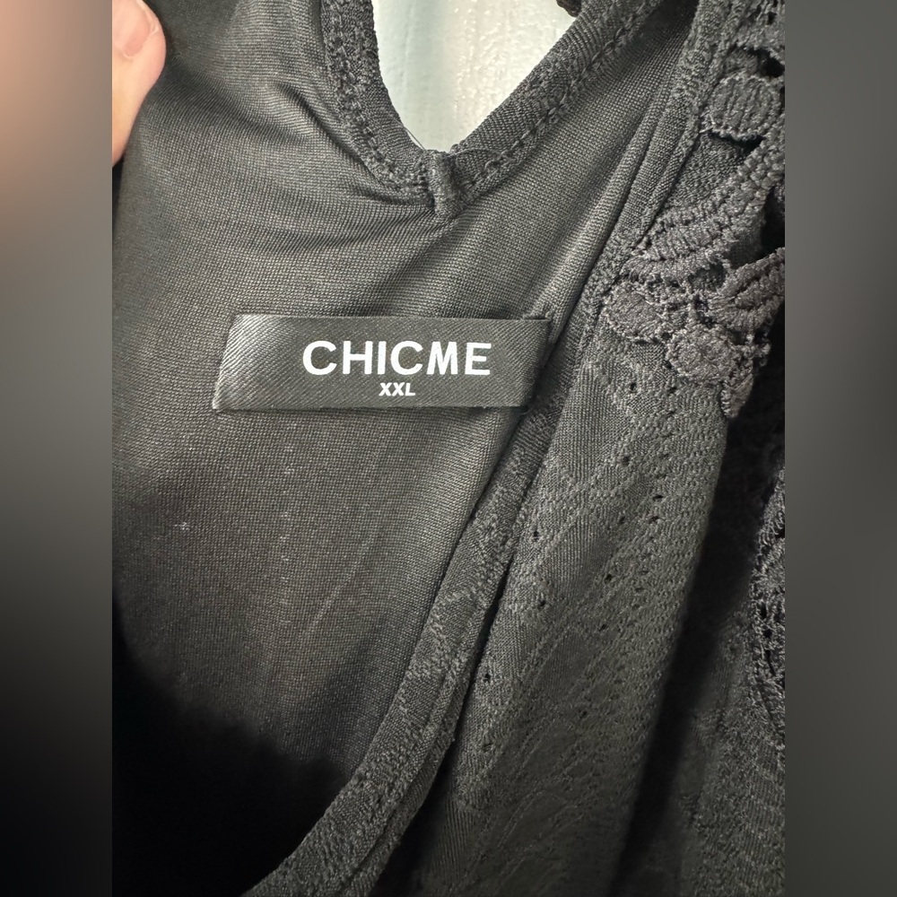 CHICME Halter Dress Hollow Out A Line with Eyelet Embroidery & Side Slit Plus - Picture 7 of 12